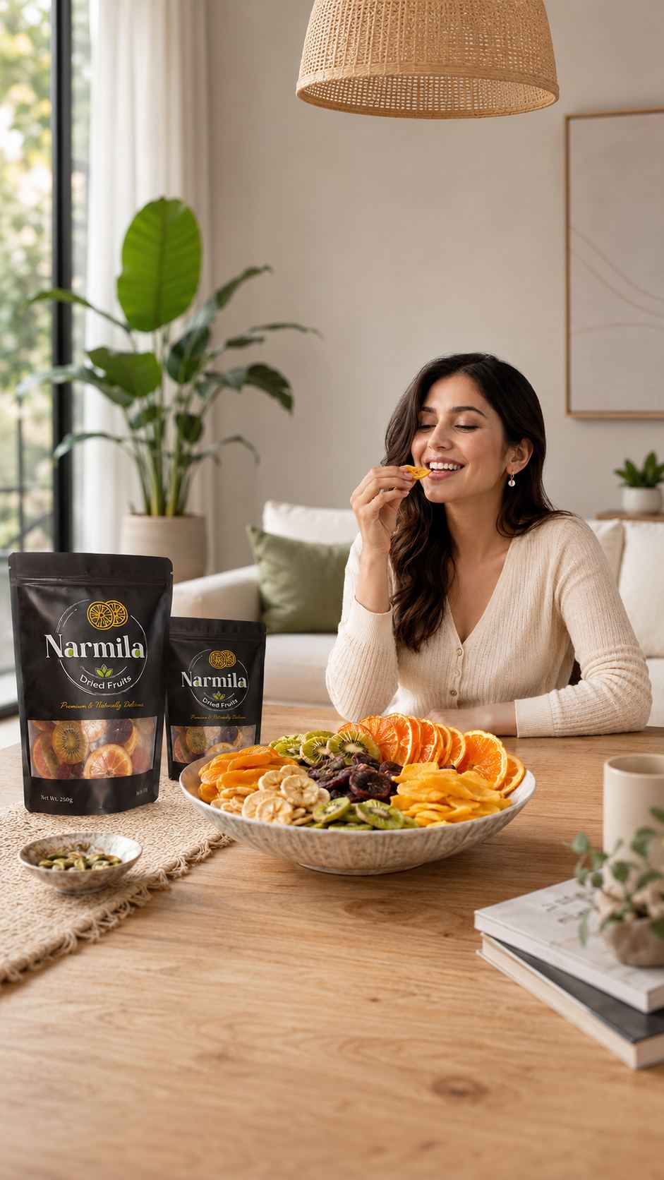 A happy customer enjoying Narmila products