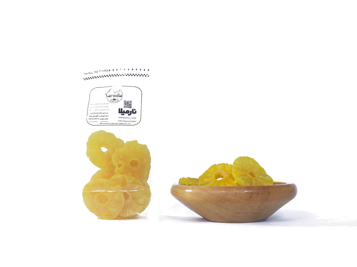 Narmila premium dried pineapple with its packaging