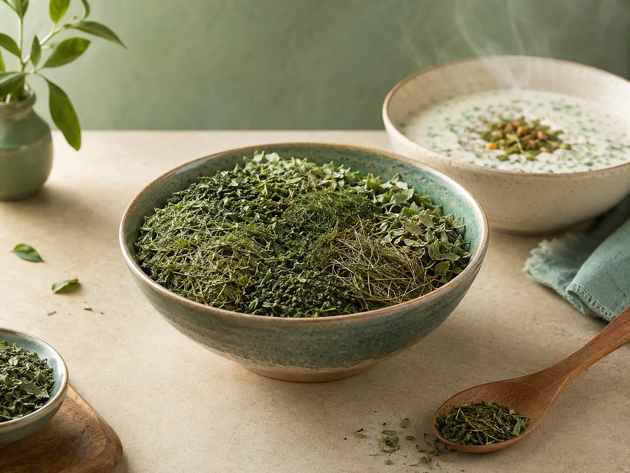 Narmila dried herbs in an everyday cooking setting with Iranian food