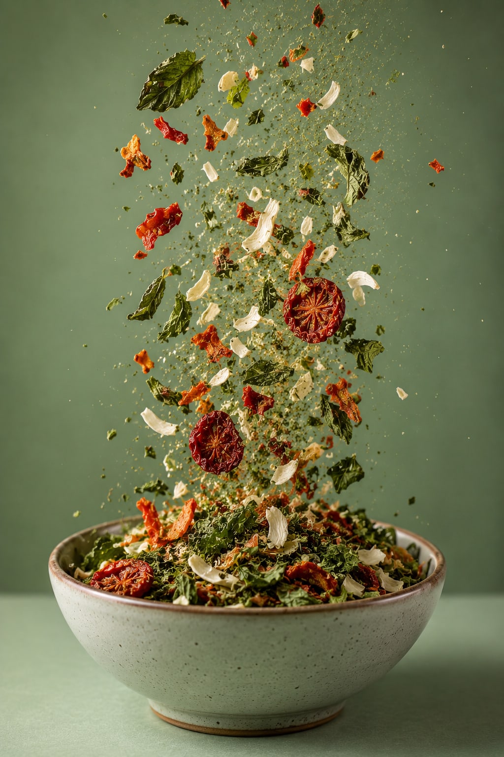 Narmila dried herbs and cooking products in a ceramic bowl